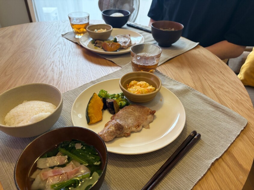皿に盛り付けた食卓