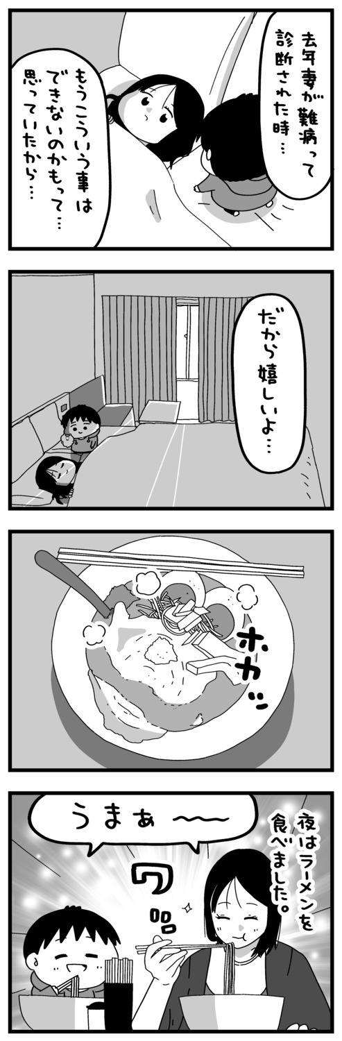 【漫画】難病の妻との旅行の画像