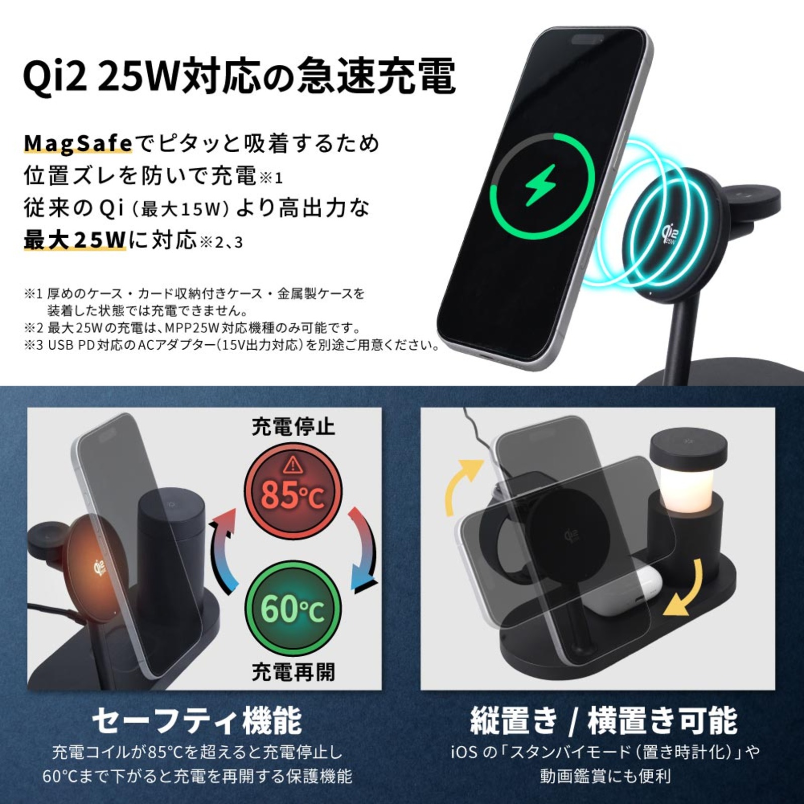 サンコーがQi2対応3in1充電器を発売の画像