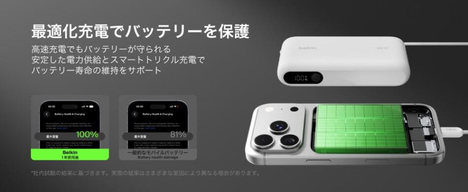 最適化充電でバッテリーを保護