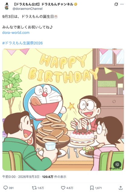 ドラえもんの誕生日を各界が祝福