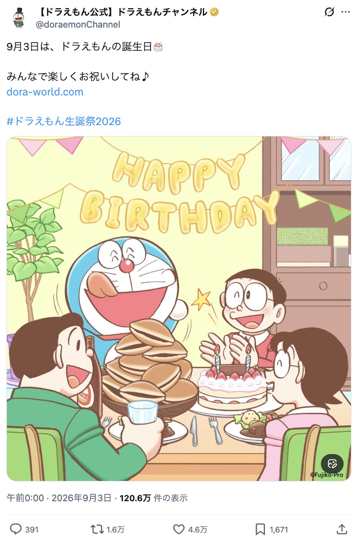 ドラえもんの誕生日を各界が祝福