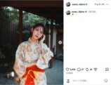 貴島明日香、ひまわり柄の浴衣オフショットの画像
