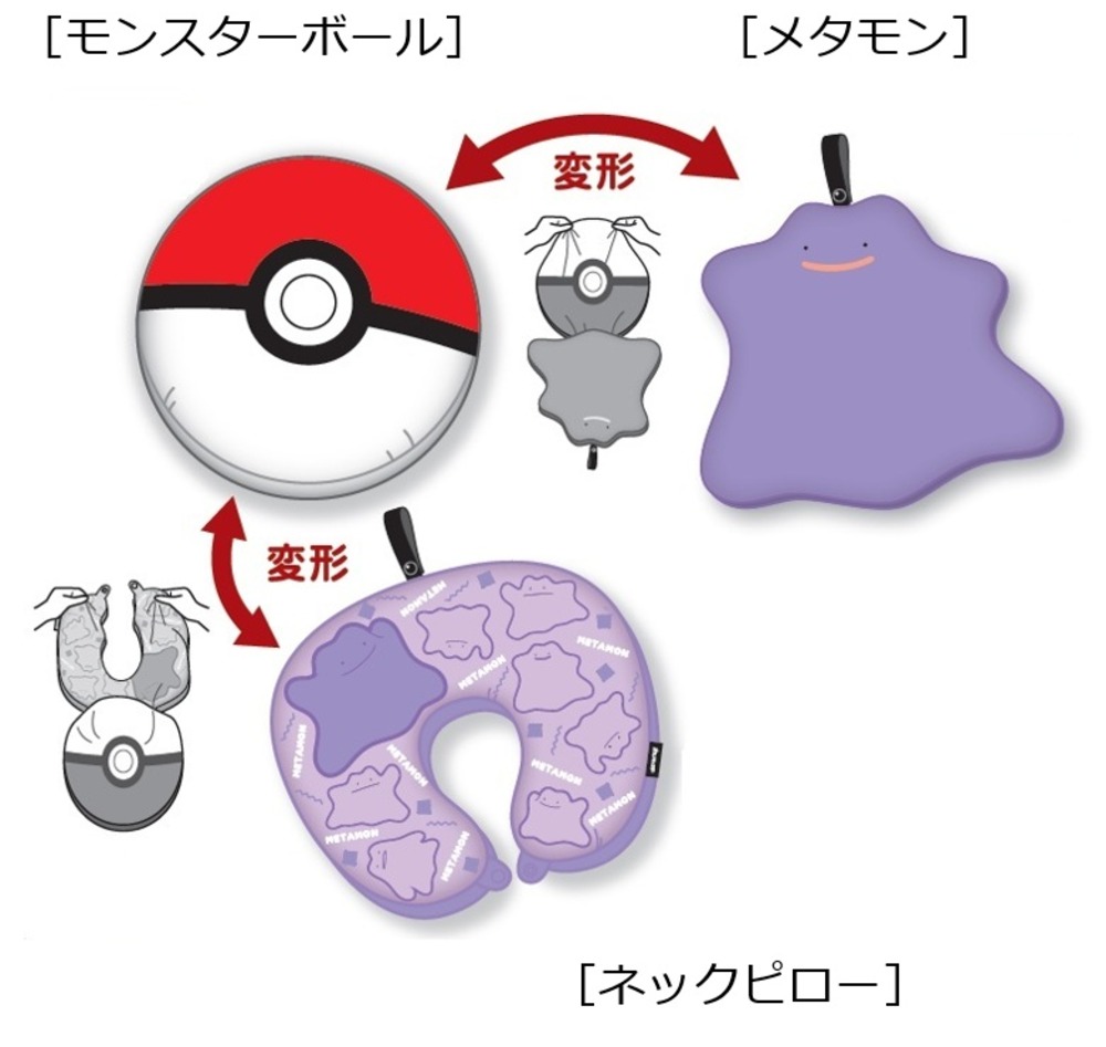 モンスターボールにもメタモンにもなる3WAYネックピロー 概要