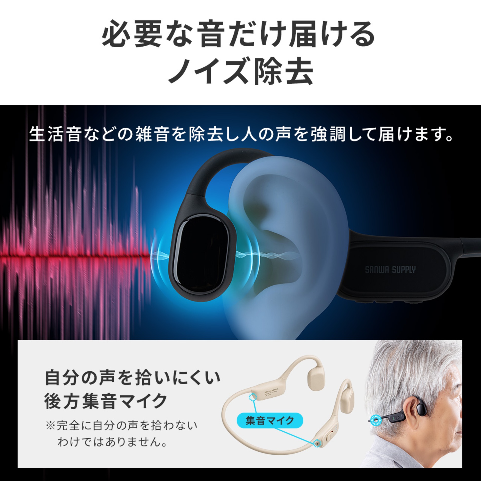 サンワの骨伝導集音器に新色ベージュ登場の画像