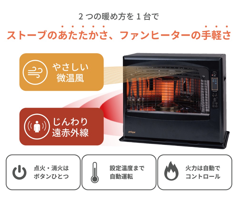 ストーブのあたたかさ、ファンヒーターの手軽さ