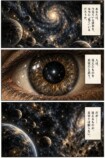 宇宙と目を描いた漫画『ガリレオの目』の誌面