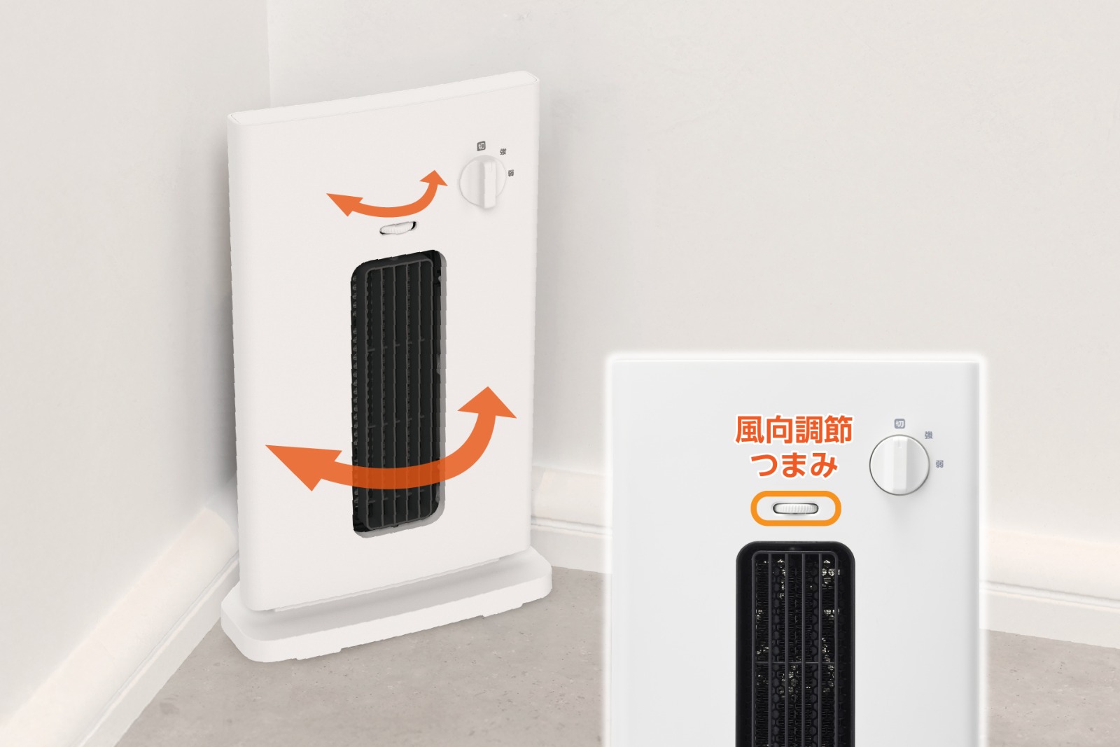 左右の風向きを約60度調節