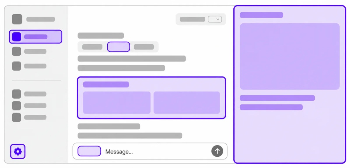 サイドバーや会話の横のパネルなど、プラグインを組み込める場所を示す公式図