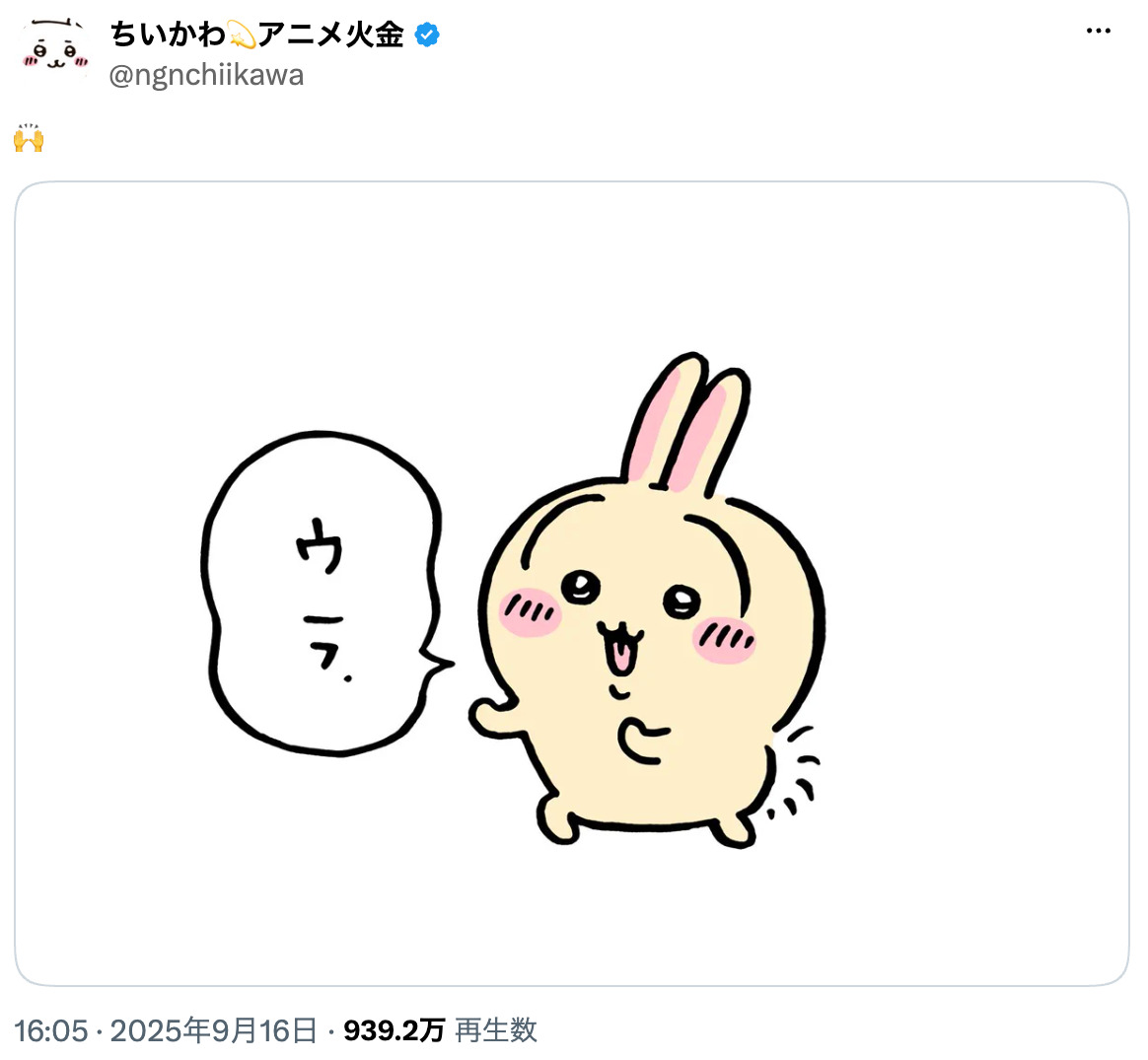 『ちいかわ』うさぎ、眉毛でイメチェン？の画像