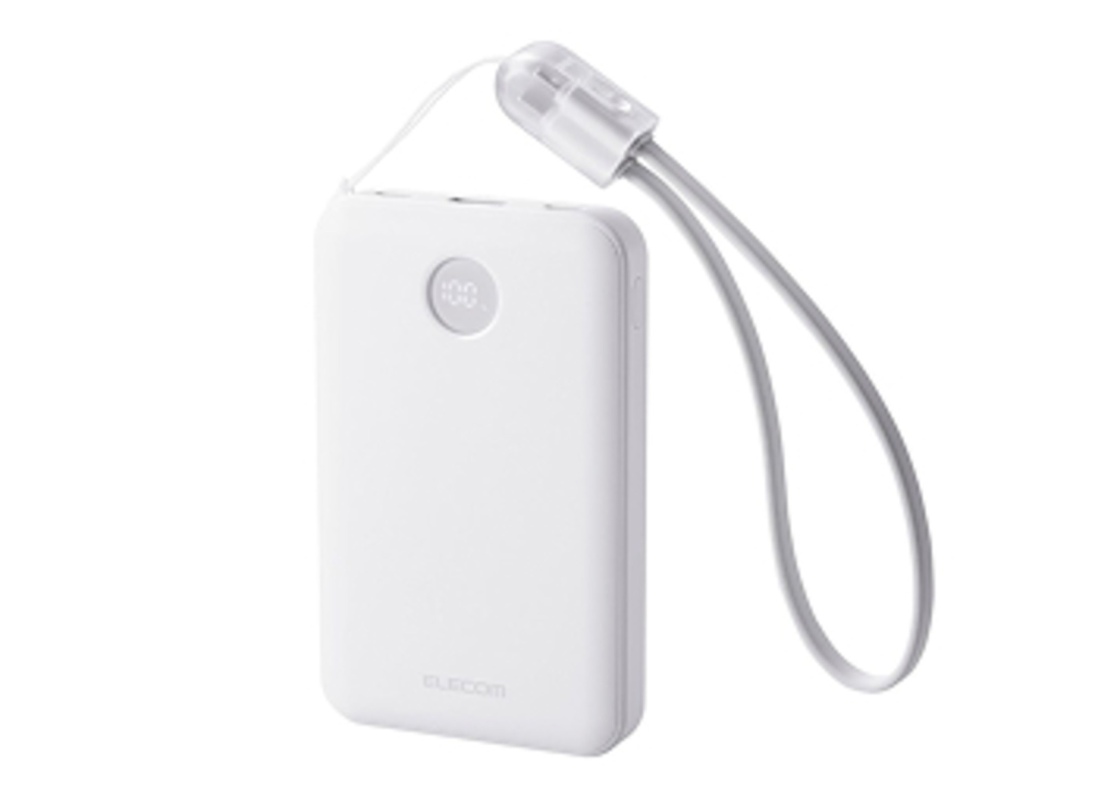 ストラップ型ケーブル付きモバイルバッテリー(10,000mAh/30W)ホワイト