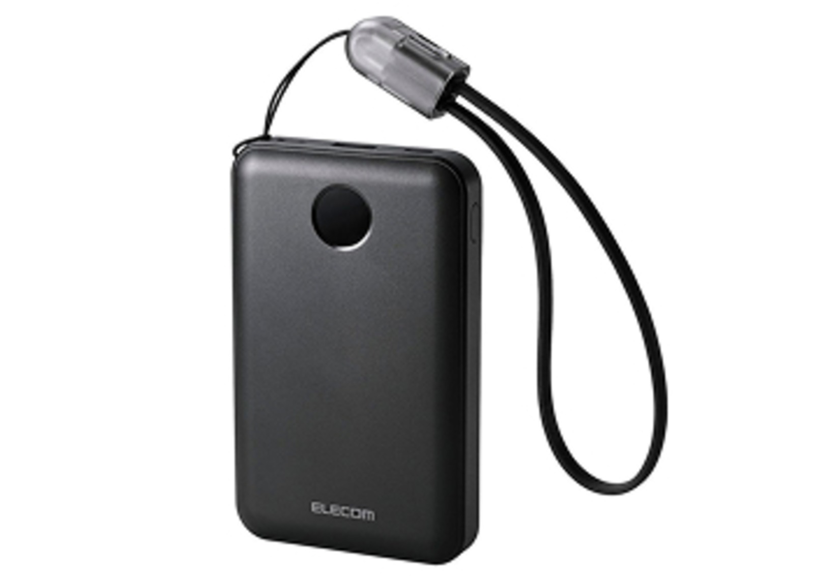ストラップ型ケーブル付き モバイルバッテリー(10,000mAh/30W) ブラック