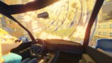『妹に運転を教える』で車内から見た、炎が広がるアクシデントの場面