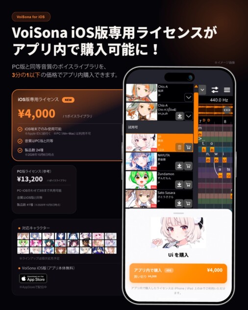 iOS専用ボイスライブラリ アプリ内で購入可能
