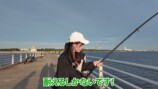 泳がせ釣りで竿を持ち、リールを巻くあま猫