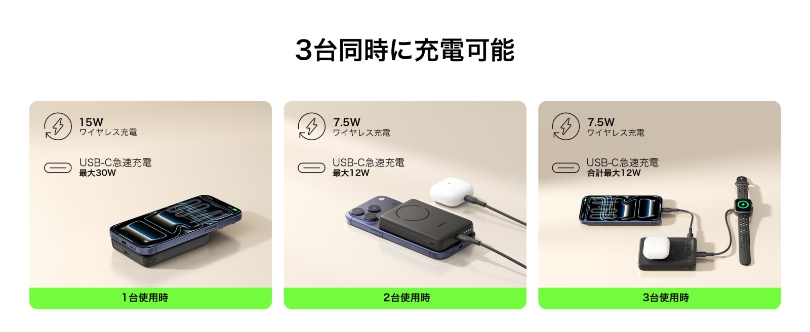 3台同時充電