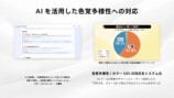 AIによる配色チェックと、円グラフの境界に白線を入れた表示例