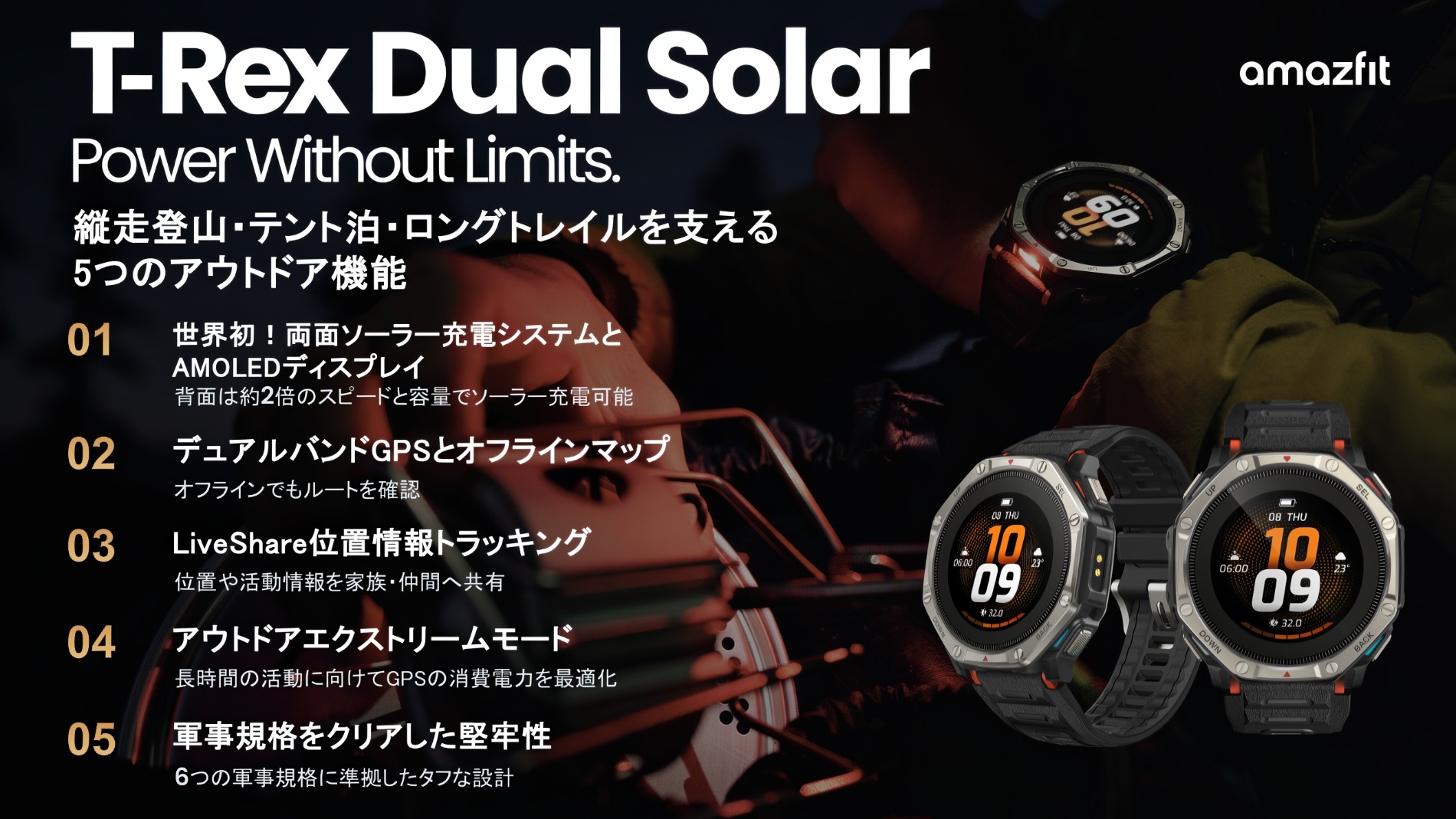 Amazfit『T-Rex Dual Solar』の画像