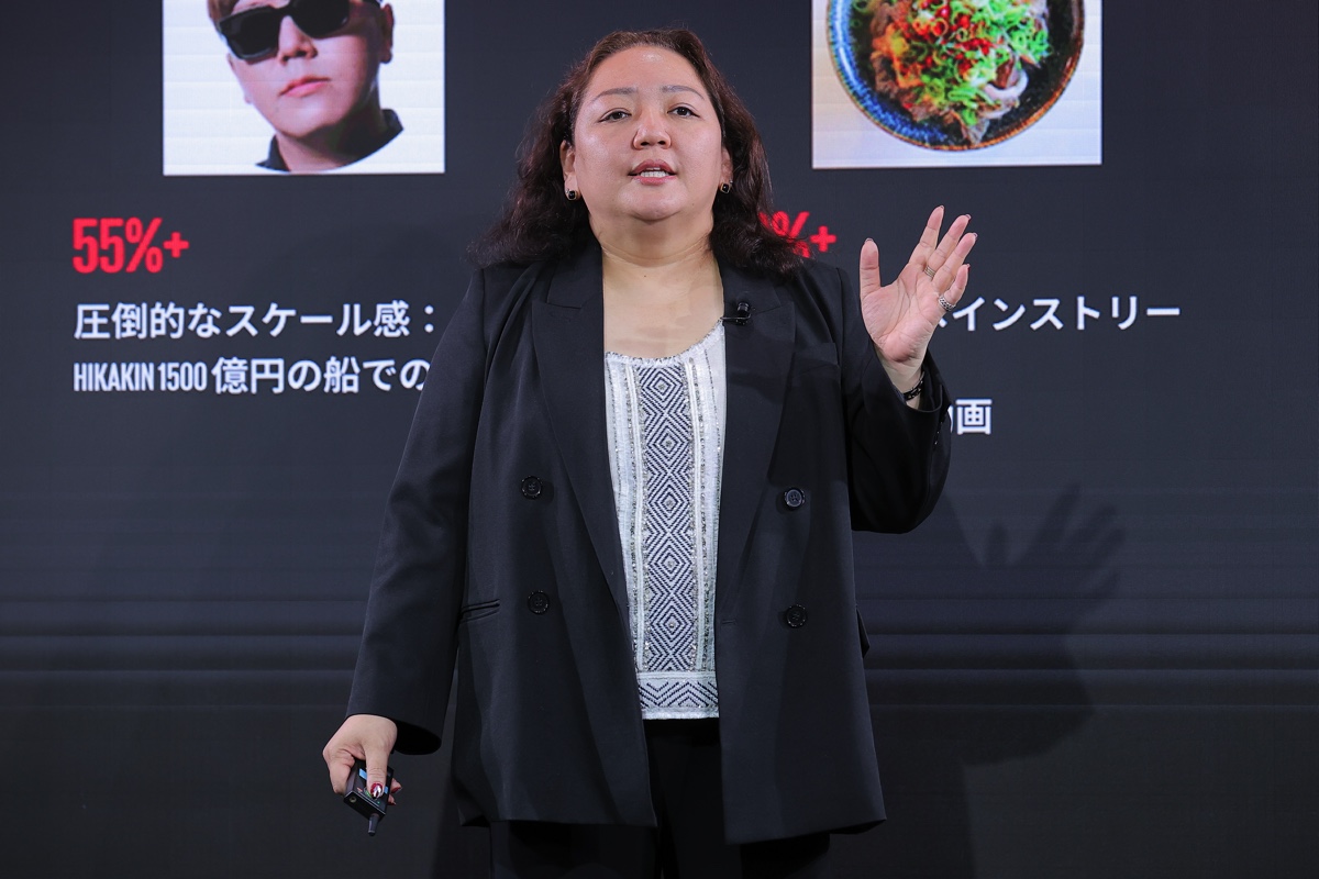YouTube Japan代表 山川奈織美氏、乃木坂46・菅原咲月、パートナーシップチーム 山本和仁氏（撮影＝大野代樹）