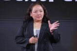 YouTube Japan代表 山川奈織美氏、乃木坂46・菅原咲月、パートナーシップチーム 山本和仁氏（撮影＝大野代樹）