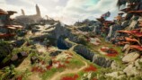 『AION2』の広大なフィールドと山並み