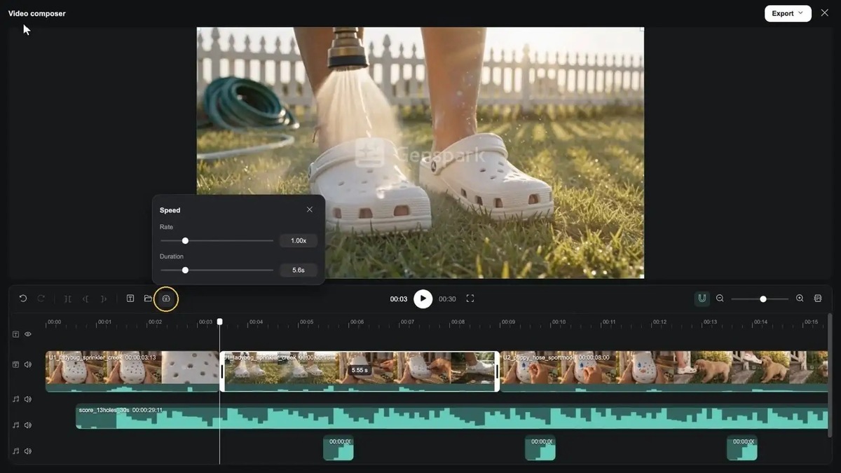 Genspark AI Media Studioの動画編集画面