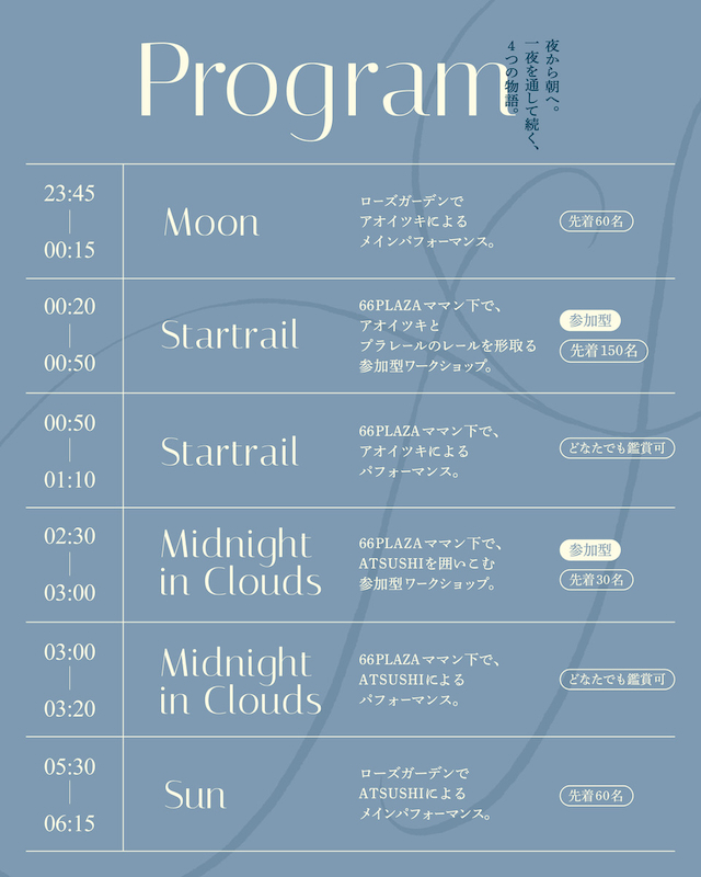 『Window of Tomorrow』(六本木アートナイト2026)タイムテーブル