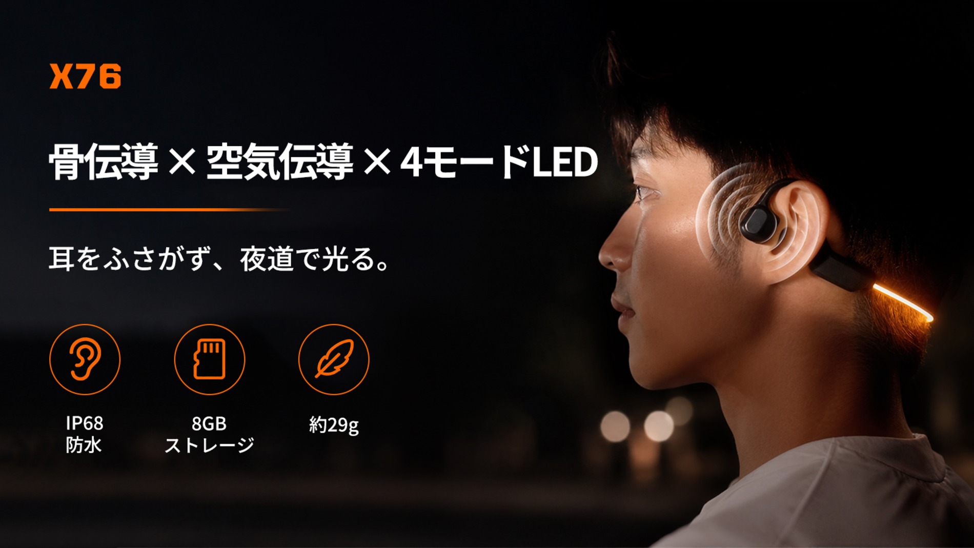 骨伝導×空気伝導イヤホン『X76』登場